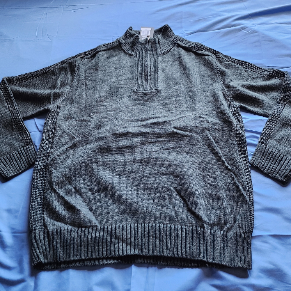 XRAY MEN'S QUARTER ZIP MOCK NECK PULLOVER SWEATHER GREEN OLIVE MARBLE SZ 2XL NWT